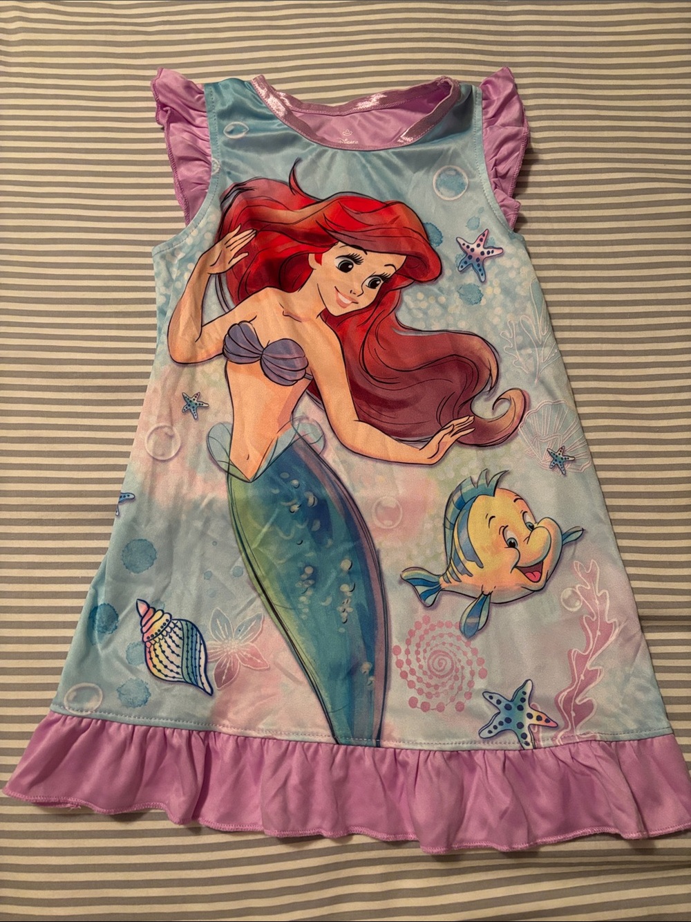 Disney Girls' Nightgown in Purple & Aqua with Ariel Graphic